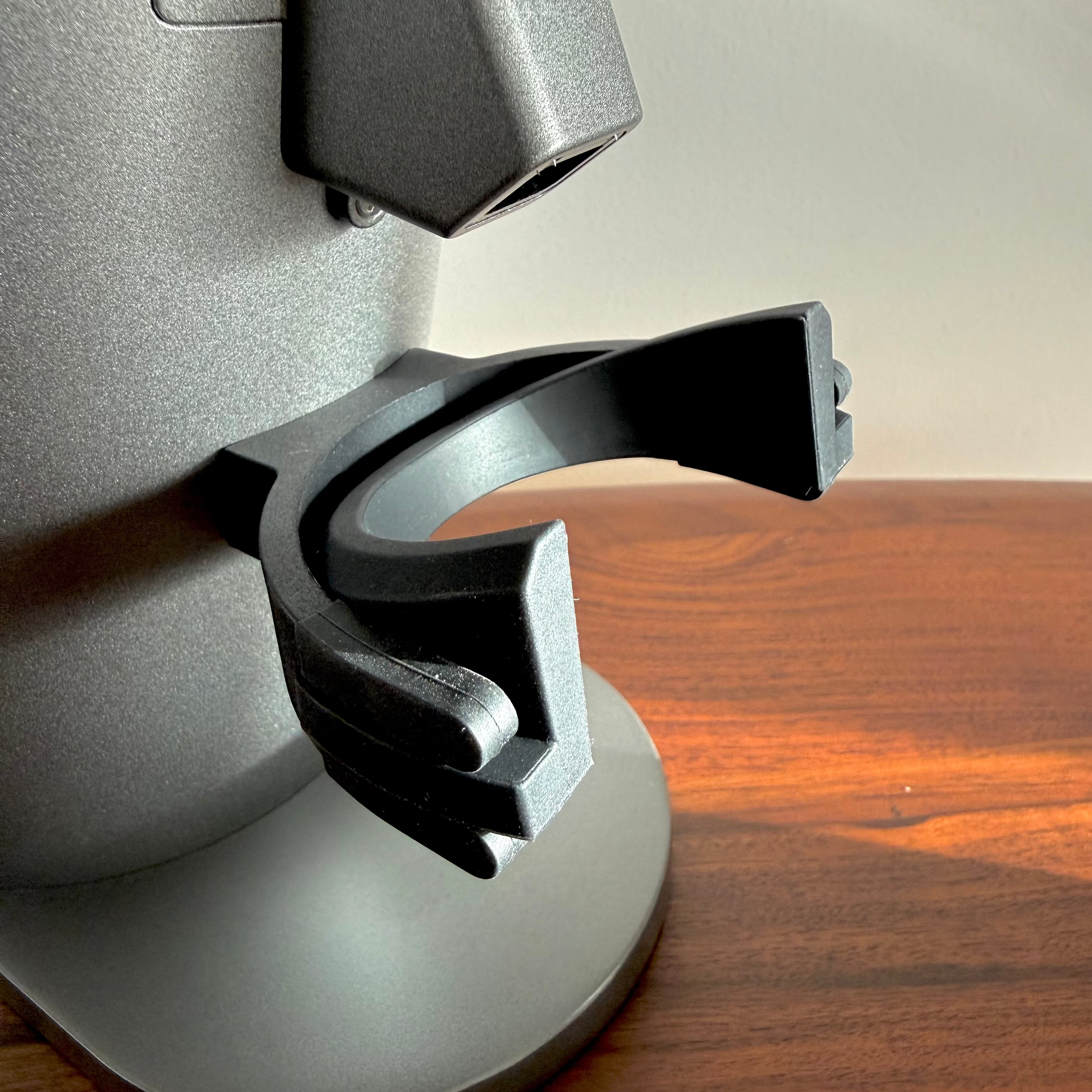 Portafilter fork angled rubber adapter on grey DF54 Coffee Grinder - Grind Logic