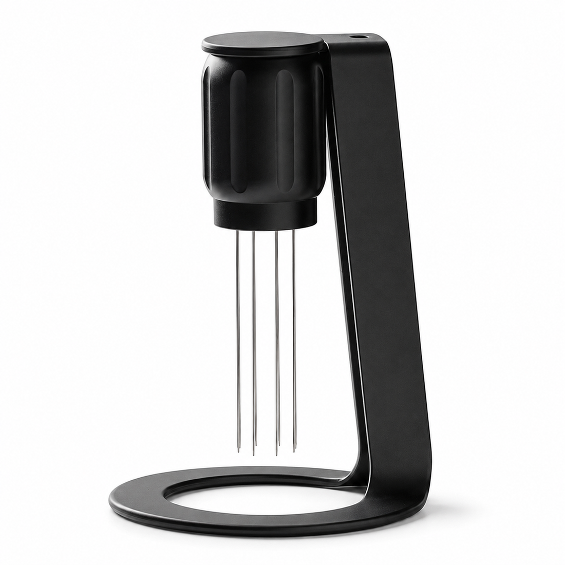 Black Grind Logic Magnetic WDT Tool with 8-needle espresso distribution stand